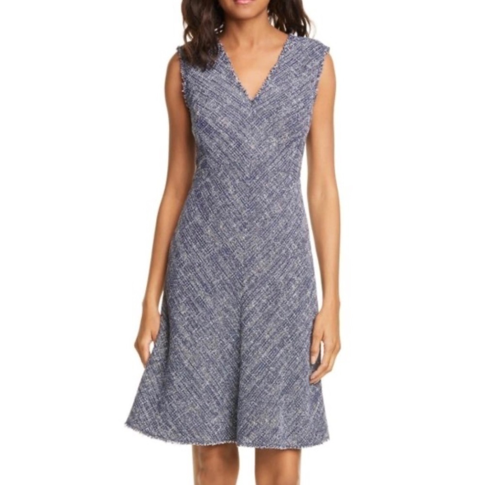 REBECCA TAYLOR Blue Sleeveless Tweed Dress Size 12